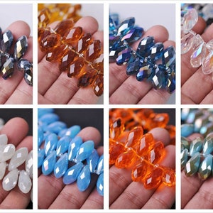 10pcs 20x10mm Teardrop Faceted Crystal Glass Pendants Loose Craft Beads Bulk Lots Colors DIY Jewelry Findings---GC022