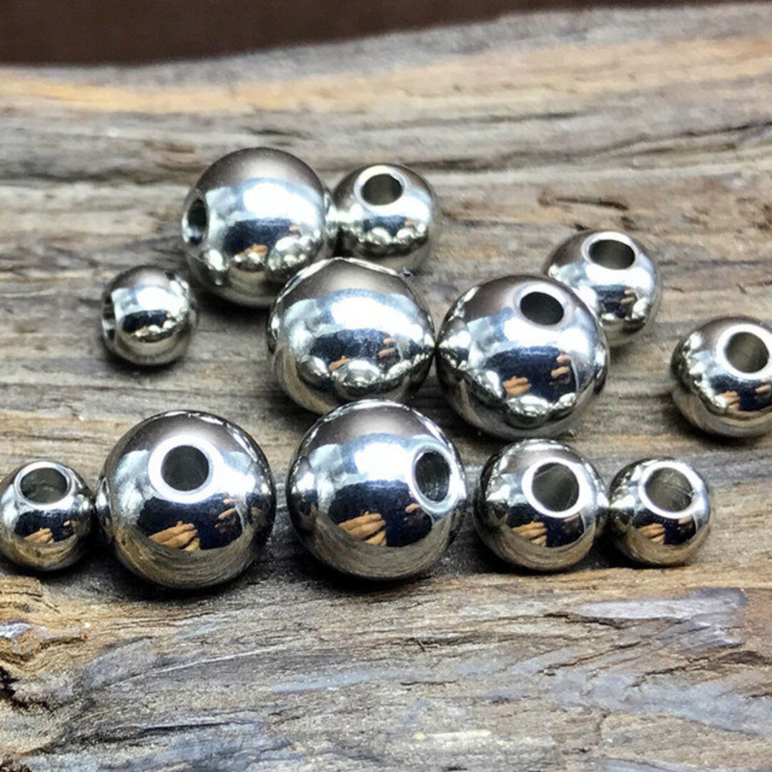 5/6/8mm Stainless Steel Spacer Beads Round Loose Spacers Bracelet