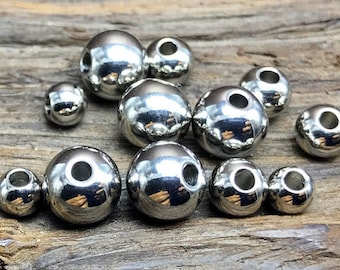 4mm/5mm/6mm/8mm/10mm/12mm Round Stainless steel Polished Metal Loose Spacer Beads Findings For DIY Jewelry Making---JS154