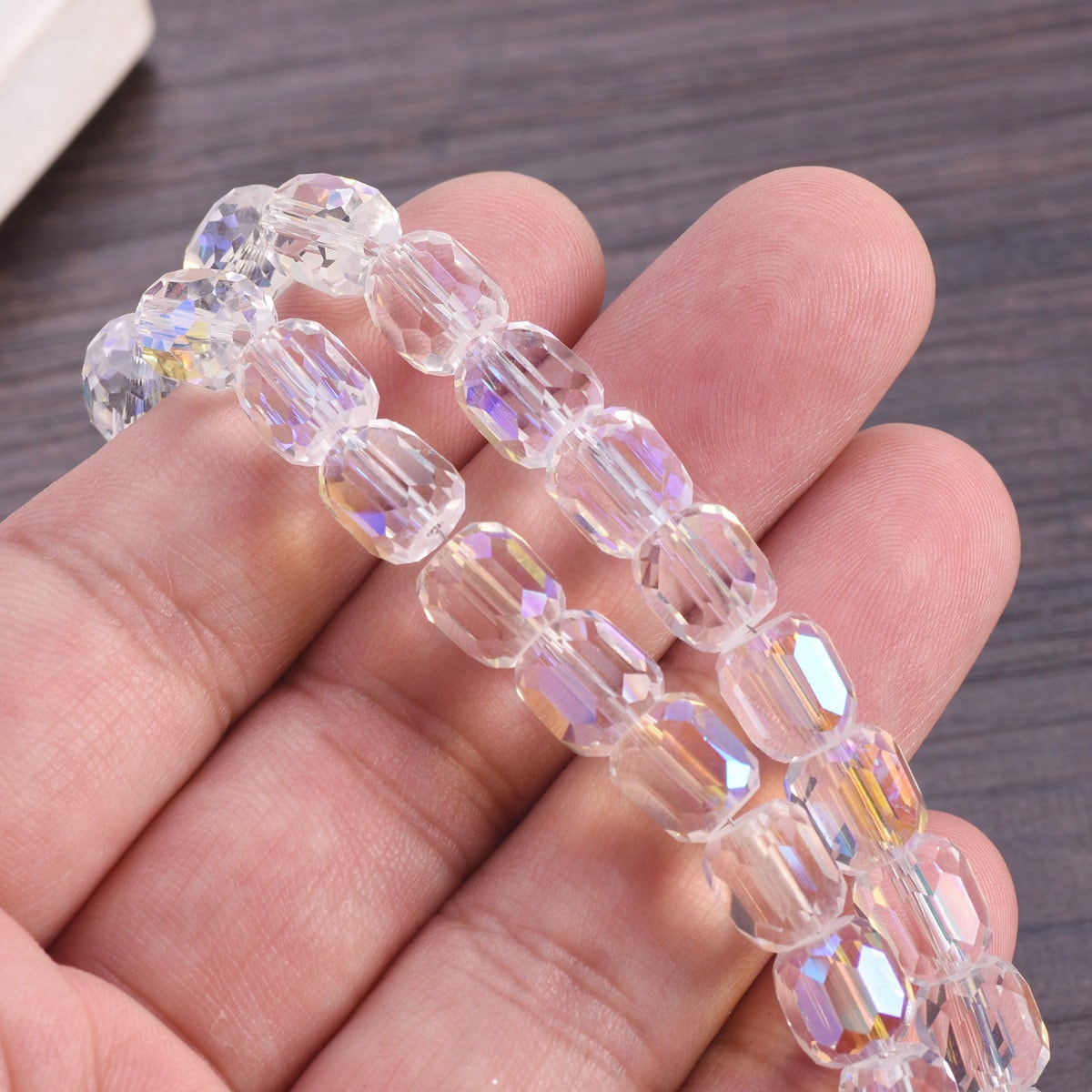 10 Stück 6x10mm 8x12mm Oval Zylinder Facettiert Kristall Glas Lose