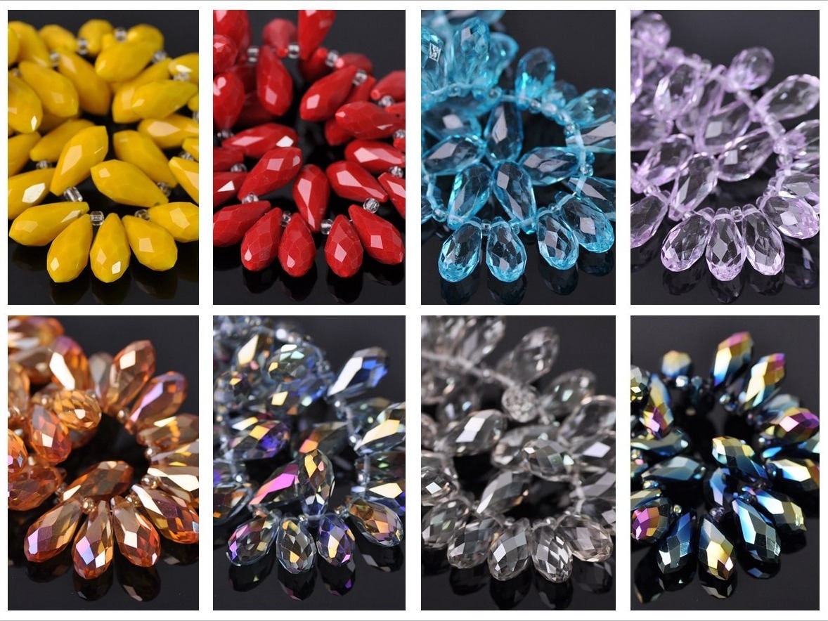 20 Vecchie Perle Di Vetro Sfaccettato, Cabochon, Lacrima - Foto 4