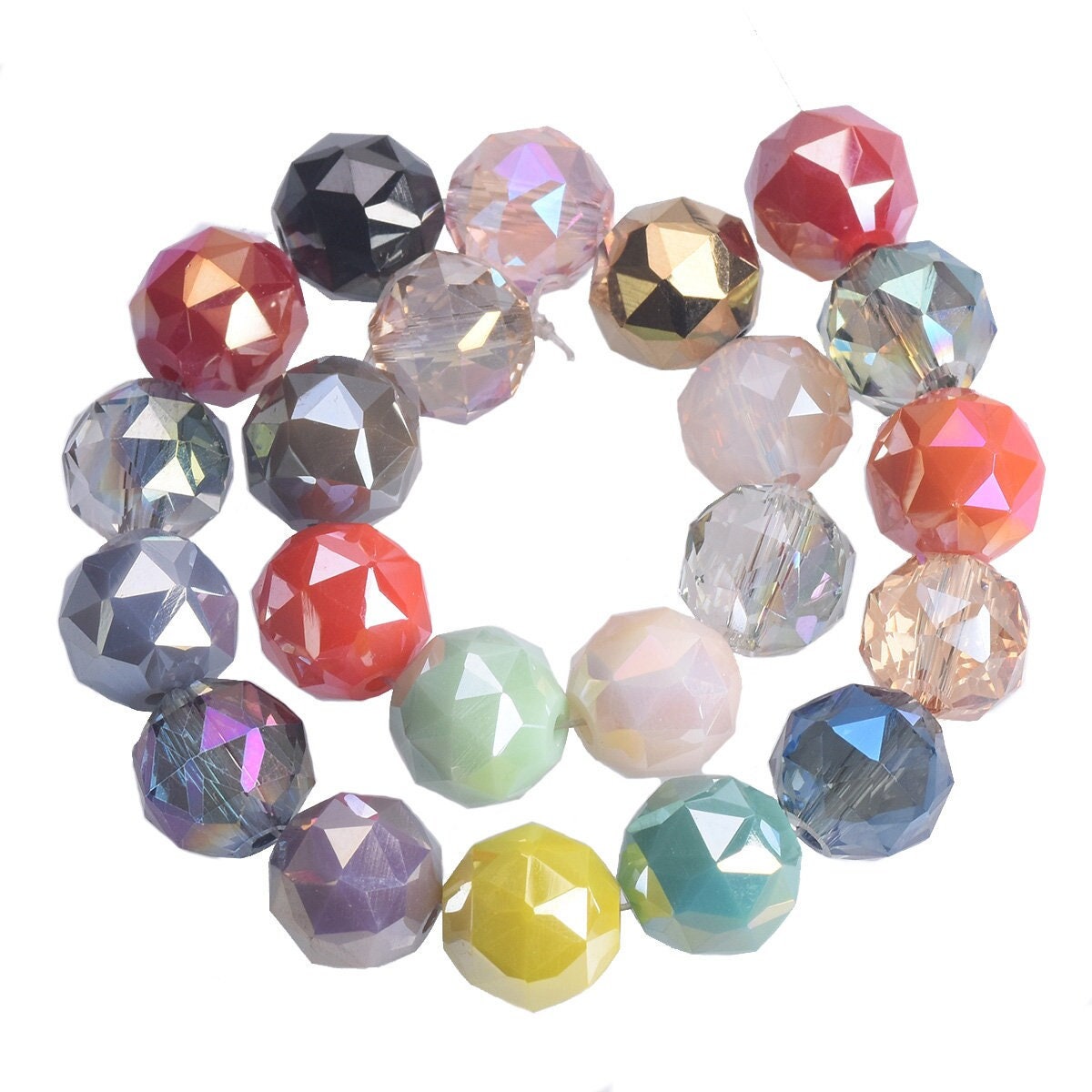 Colorful Round 6mm 8mm 10mm Faceted Crystal Glass Loose Beads Lot
