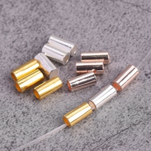 50pcs 6x3mm Cylinder Tube Gold/Silver Color Brass Metal Loose Spacer Beads For Jewelry Making DIY Crafts Findings