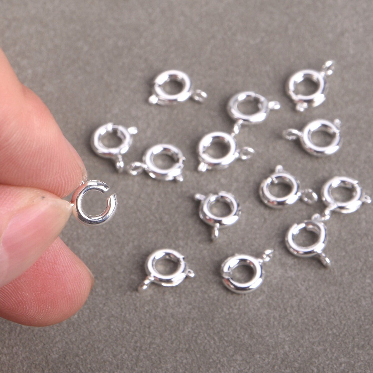 50pcs Silver Color 10x7mm Round Lobster Clasps Hooks Clips Connectors For DIY Necklace Bracelet Jewelry Making Crafts Findings