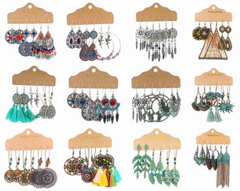 Lote al por mayor de 3 pares de pendientes colgantes vintage estilo boho étnico hechos a mano para mujer