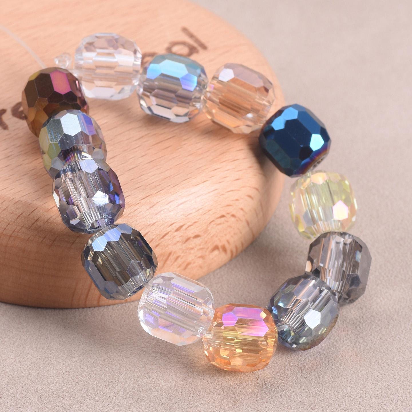 10 Perle Di Vetro ROTONDO 8 Mm - Argento Antico AB - INCISO - Premium - Raro - Perle Rare Di Boemia - B_1487 - Italia - Foto 5