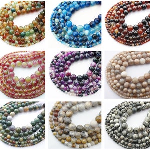 15&quot;/Strand Natural Gemstone Round Stone Loose Beads 4mm/6mm/8mm/10mm/12mm Jewelry Findings Crafts Making Bulk Lot Sku BS583-712