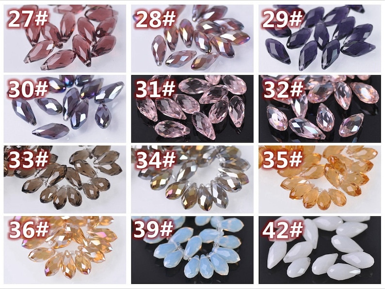 20pcs 16x8mm Teardrop Faceted Crystal Glass Pendants Craft Etsy