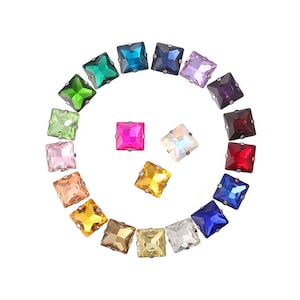 10 pz Cucire Forma Quadrata 8mm 10mm 12mm 14mm Cristallo di Vetro Artiglio del Metallo Tazza Posteriore Piana Strass perline sciolte Per Creazione di Gioielli FAI DA TE