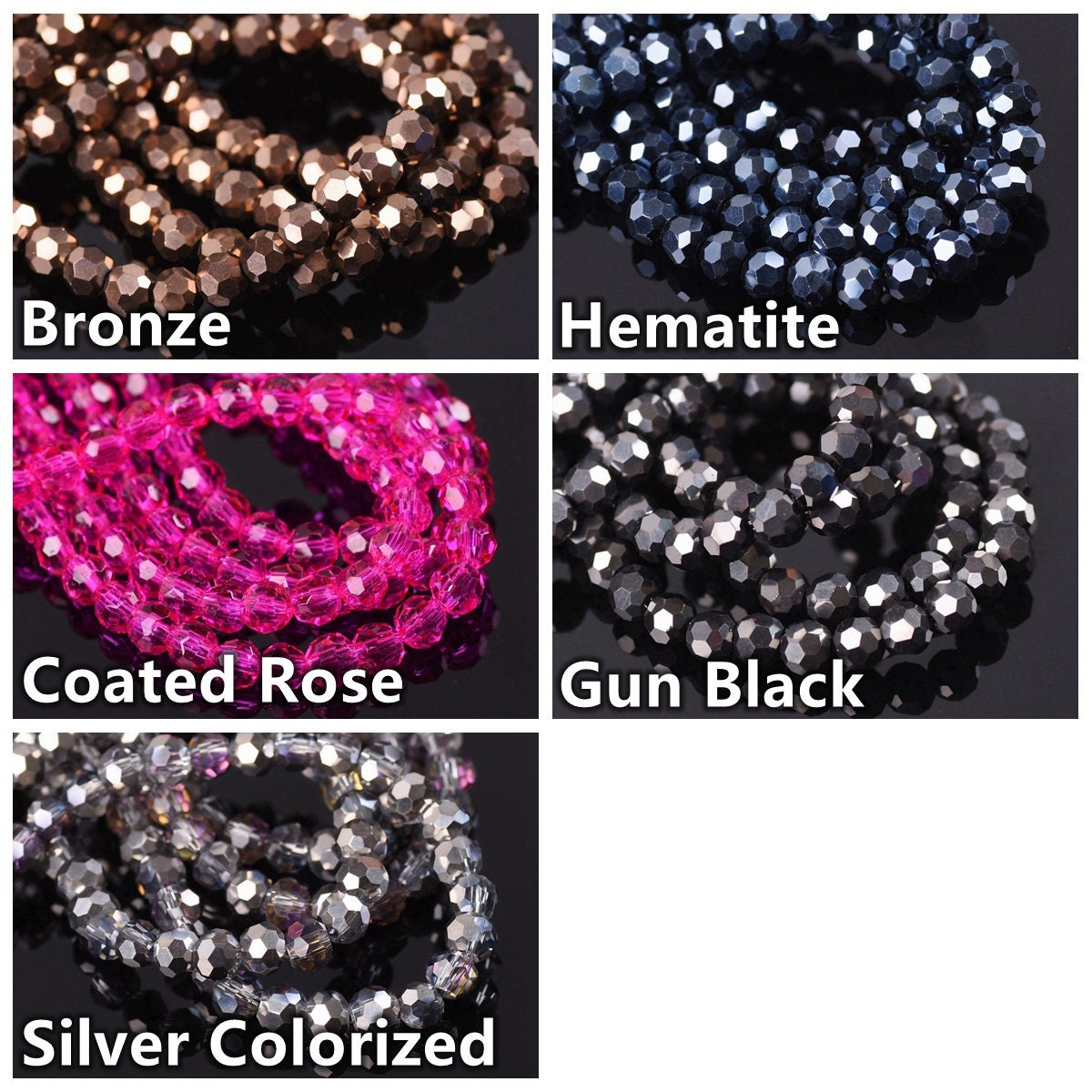 3/4/5/6/8/10/12/14mm Perline Rotonde Del Distanziatore CCB Oro Argento Colore Liscio Branelli Allentati per il Braccialetto Gioielli FAI DA TE Che Fanno accessori
