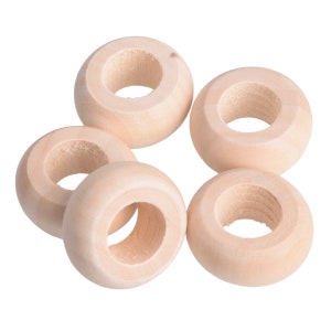 5pcs 30mm Rondelle Natural Wood Loose Big Hole Beads Wholesale Bulk Lot For Jewelry Making DIY Craft Woodcraft - MT141