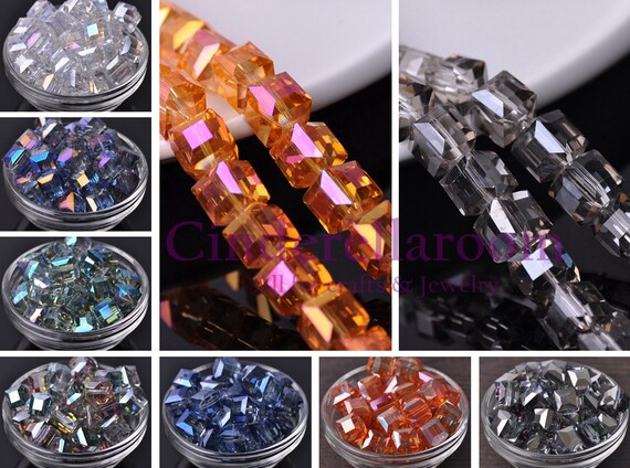 10pcs 14mm Flat Square Faceted Glass Crystal Loose Beads Jewelry DIY Findings#G