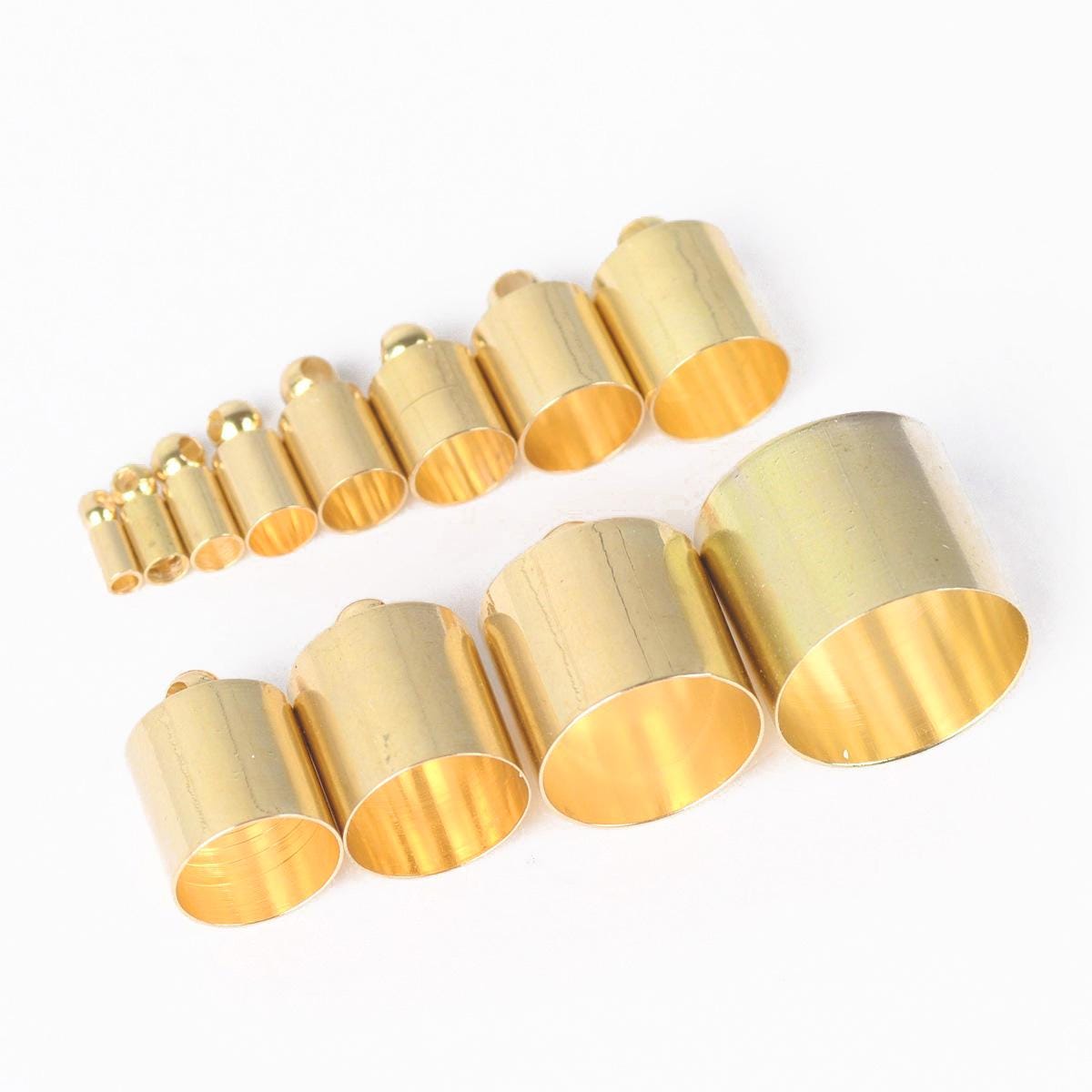Copper Metal Crimp Beads Leather Rope Cord End Caps for Bracelet
