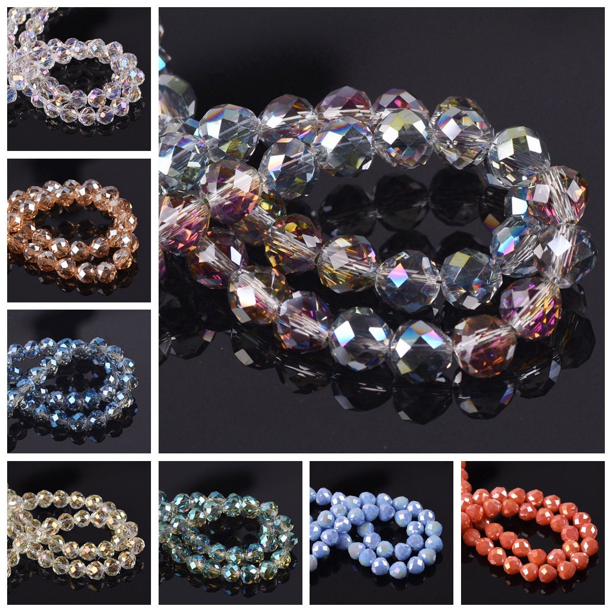 10/20pcs Crystal Glass Beads Bulk Loose Spacer Bead For Jewelry