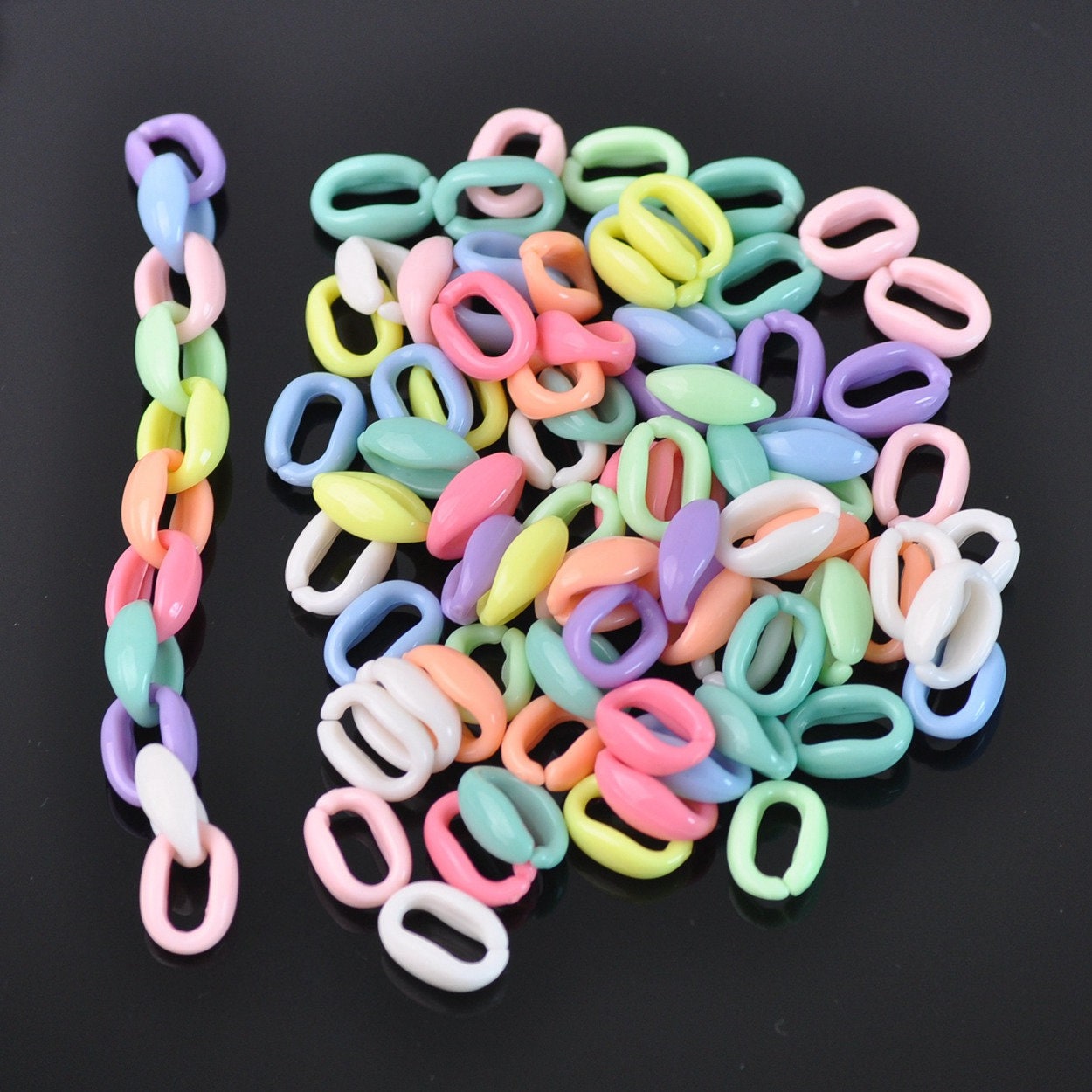 Wholesale 1140mm Mixed Colors Baby Chunky Acrylic Open Chain Link