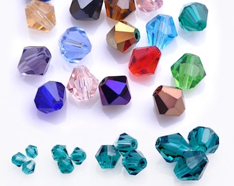 3mm 4mm 6mm 8mm Bicone Faceted Crystal Glass Loose Spacer Beads Wholesale Lot for Jewelry Making DIY Crafts Findings 100+Colors