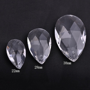 5pcs 22mm/28mm/38mm Teardrop Clear Crystal Glass Loose Spacer Beads Chandelier Prism Pendants Jewelry Making Crafts Findings --YX047~049
