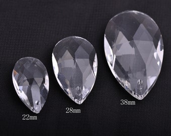 5 pièces 22mm/28mm/38mm larme cristal clair verre perles entretoises en vrac lustre prisme pendentifs fabrication de bijoux artisanat résultats --YX047 ~ 049