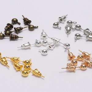 3/4/5mm 50pcs Metal Iron Ear Studs Silver/Gold/Bronze For Ear Earrings Findings Making Jewelry Making Findings JS835-837