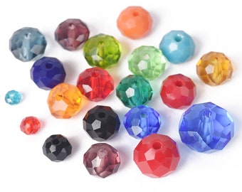 3x2mm 4x3mm 6x4mm 8x6mm 10x7mm 12x8mm Rondelle Pure Color Faceted Crystal Glass Loose Spacer Beads Wholesale for DIY Jewelry Making Findings