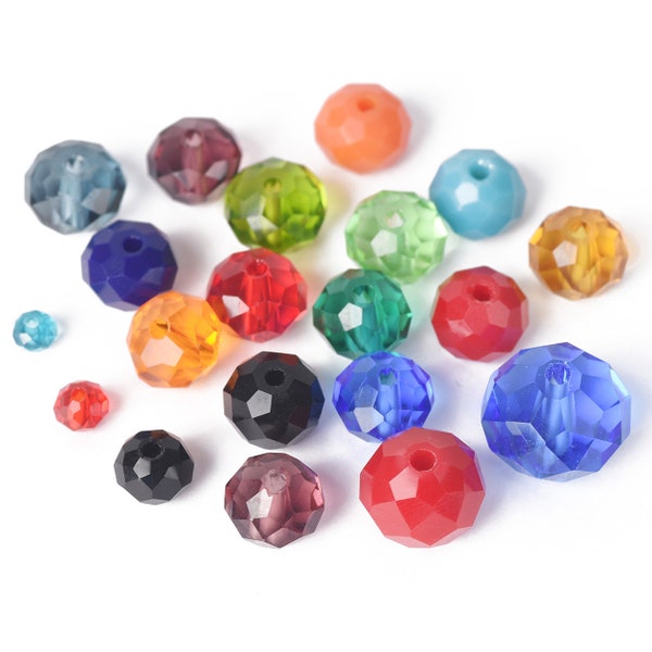 3x2mm 4x3mm 6x4mm 8x6mm 10x7mm 12x8mm Rondelle Pure Color Faceted Crystal Glass Loose Spacer Beads Wholesale for DIY Jewelry Making Findings