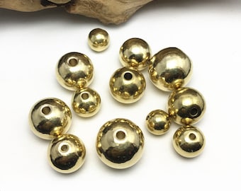 4mm / 5mm / 6mm / 8mm / 10mm / 12mm / 14mm / 16mm / 18mm Rond Laiton Poli Métal Meuble Loose Spacer Perles Découvertes Pour la fabrication de bijoux DIY---JS155