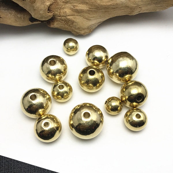 4mm / 5mm / 6mm / 8mm / 10mm / 12mm / 14mm / 16mm / 18mm Rond Laiton Poli Métal Meuble Loose Spacer Perles Découvertes Pour la fabrication de bijoux DIY---JS155