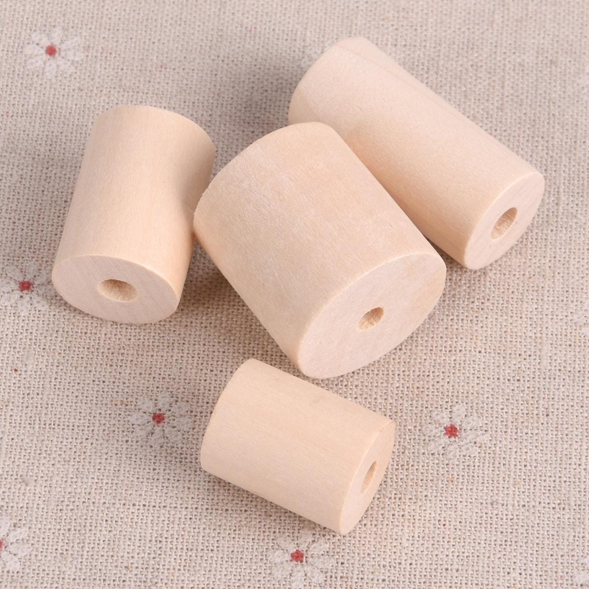 100 perline in legno naturale da 25 mm, con foro grande, rotonde, distanziatori per ghirlande, artigianato fai da te, creazione di gioielli, foro: 5 mm, argento