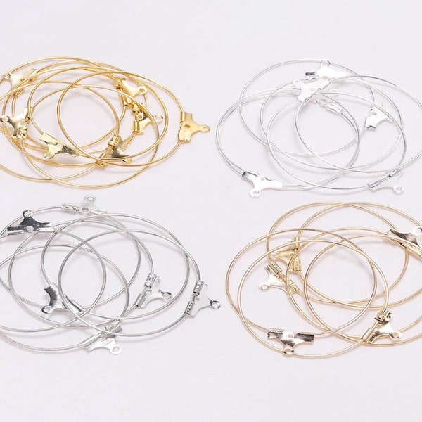 25/30/35/40mm 30pcs Metal Hoops Loops Circle Ear Clip Hooks Silver/Gold For Drop Dangle Earrings Making Jewelry Making Findings JS821-828
