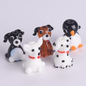 犬/ペンギンの形 24 x 16 mm/21 x 15 mm ハンドメイドチャームランプワークガラスルースビーズ ジュエリー作り DIY クラフト ファインディング用 2個