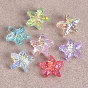 10pcs 14x15mm Glossy Starfish Star Shape Crystal Glass Loose Beads For Jewelry Making DIY Earring Findings Crafts Supplies
