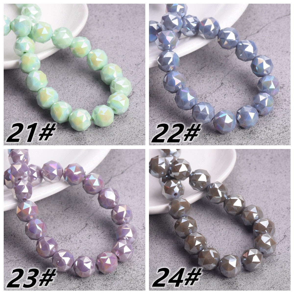 12mm 18 Pezzi O 34 Pezzi Zaffiro Chiaro Tradizionale Ceco Fuoco Lucidato Tondo Sfaccettato Perline Di Vetro Sfuse In Sacchetto Azzurro - Italia - Foto 3