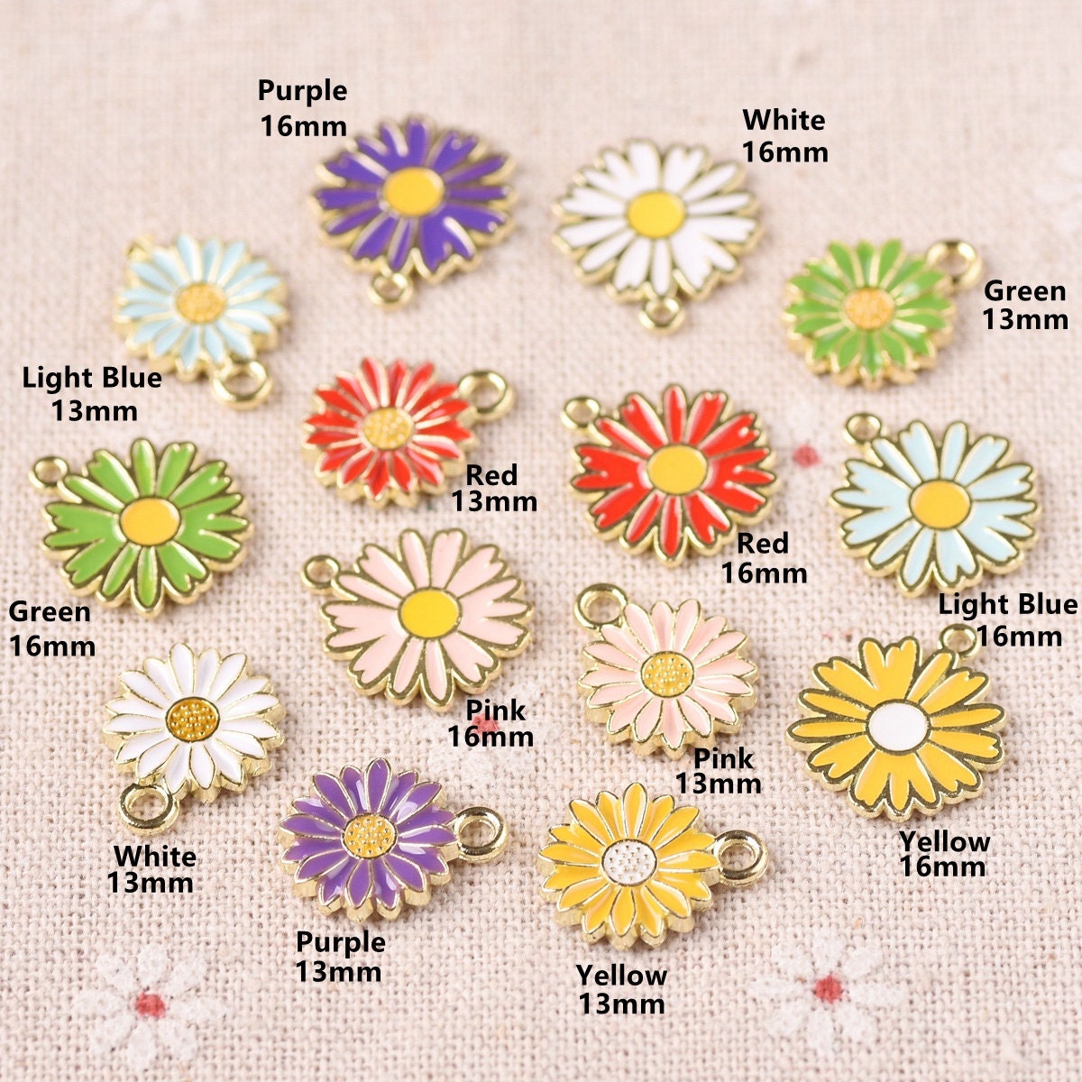 10pcs 16*13mm Cute Daisy Flower Charms for Jewelry Making Accessories  Pendant Necklace Earring Charms Handmade Findings DIY