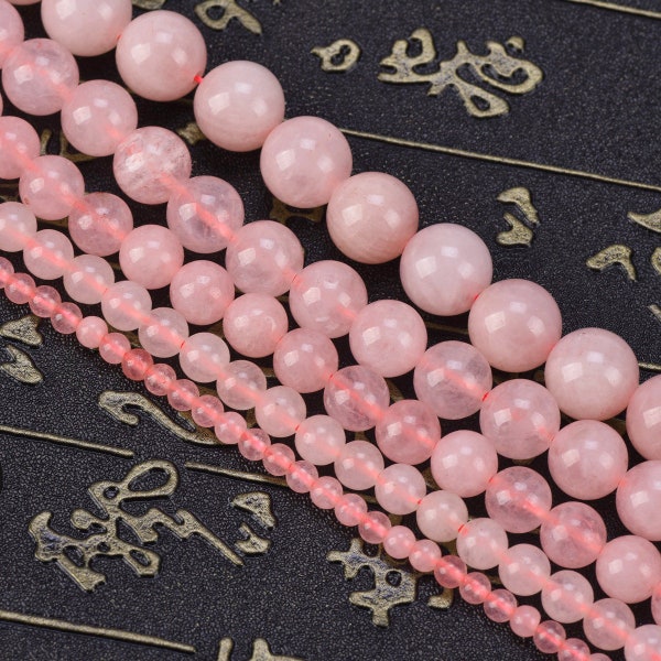 Round Natural Rose Quartz Stone 4mm/6mm/8mm/10mm/12mm/16mm Gemstone Loose Spacer Beads Wholesale lot for Jewelry Making DIY Crafts Findings