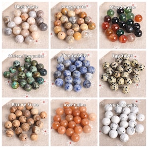 Lot de perles de pierres précieuses en vrac rondes en pierre naturelle 4 mm 6 mm 8 mm 10 mm 12 mm pour la fabrication de bijoux bracelet à monter soi-même image 6