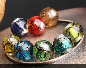 5Pcs Gold Foil Dot Glass Beads Loose Beads DIY Lampwork Jewelry Findings 12mm 5Pcs Gold Foil Dot Glass Beads Loose Beads DIY Lampwork Jewelry Findings 12mm