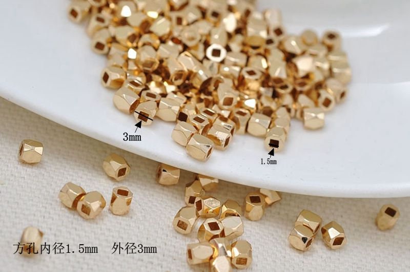25pcs Outside Diameter 3mm Brass Metal Gold Plated Faceted Etsy