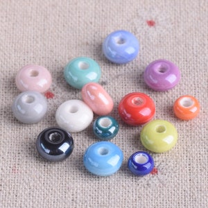 6x4mm 8x5mm Rondelle Shape Shiny Glossy Glazed Ceramic Porcelain Loose Beads lot for Jewelry Making DIY Crafts Findings