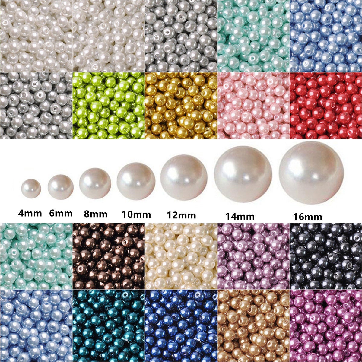 Pearl Glass Round 4mm/6mm/8mm/10mm/12mm/14mm/16mm Loose Beads for