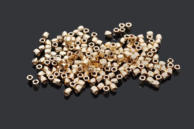 25pcs Outside Diameter 3mm Brass Metal Gold Plated Faceted Etsy