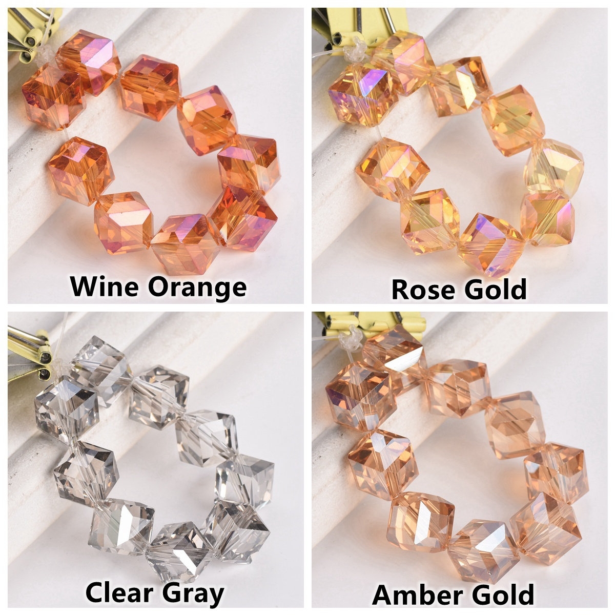 10 Pz 13mm Quadrato Sfaccettato Foro Diagonale Cristallo Di Vetro - Foto 9