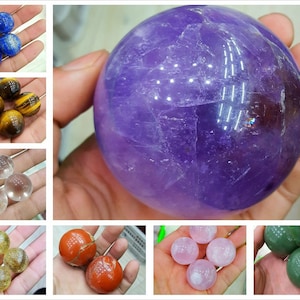 Natural Stone Sphere Ball 20mm/30mm/40mm/50mm/60mm/70mm/80mm/90mm/100mm Rose Quartz Crystal Amethyst Lapis Lazuli Obsidian Agate Tiger&#39;s-eye