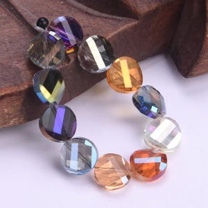 10pcs 12mm 14mm 18mm Twist Coin Facted Crystal Glass Charms Loose Spacer Beads for Jewelry Making DIY Crafts Findings --- YX001-YX003