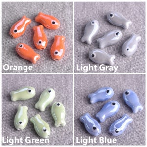 10pcs 19x10mm Fish Shape Handmade Shiny Glossy Glazed Ceramic Porcelain Loose Beads for Jewelry Making DIY Crafts Findings image 8