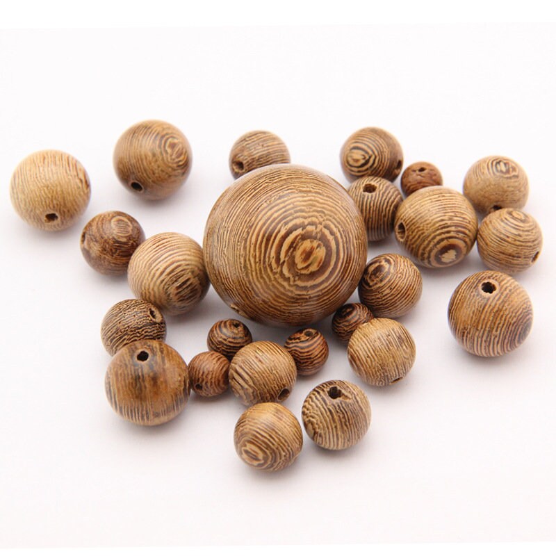 6/8/12/15/30mm Natural Wenge Wood Round Loose Wood Beads Jewelry DIY Bracelet Crafts Making Wholesales Lot New ---5 Sizes MT109