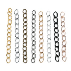 100pcs 2inch(50mm) Length 3mm Iron Metal Extension Extender Open Link Chain Bulk - Gold / Silver / Rose Gold / Gunblack / Bronze / Black