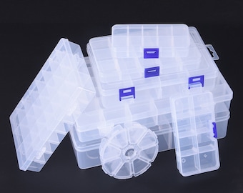 8/10/15/24/36 Removable Compartment Bead Storage Plastic Box Organizer Container