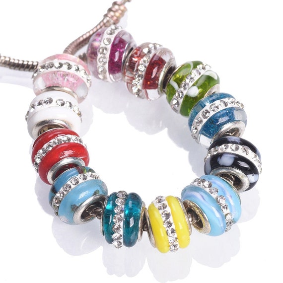 Buy 5pcs 14x10mm Murano Crystal Rhinestone Loose Lampwork Glass