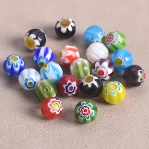 Mixed Colors Round 4mm 6mm 8mm 10mm 12mm 14mm Millefiori Glass Loose Crafts Beads lot for Jewelry Making DIY Crafts