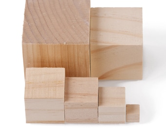 Wholesale Bulk Natural Wood 10/20/25/30/40/50mm Wooden Square Wood Block Cubes Embellishment for Woodwork Crafts DIY ---MT020